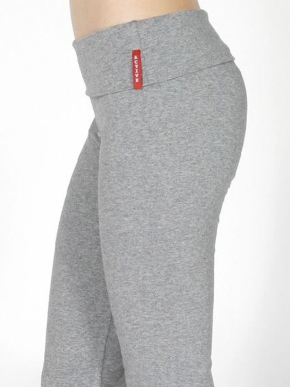 NEW Active Cotton Yoga Pant Fold Over Waist- Heather Gray- Small
